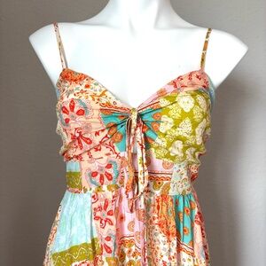 Baltic Born Kamari Tank Maxi Multi Print Keyhole Adjustable Dress Women Medium
